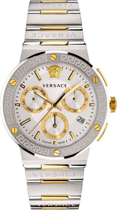 versace vez900321|Versace Greca Logo Chronograph Quartz Silver Dial Men's .